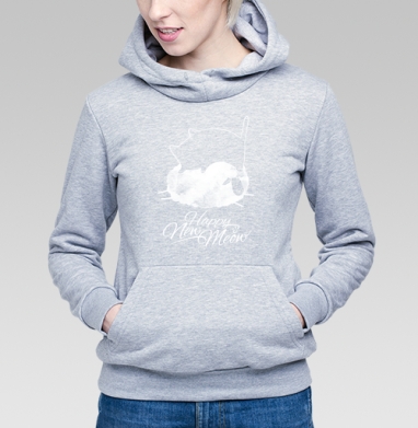 Весёлое поздравление с Новым годом и кошкой -  Толстовки