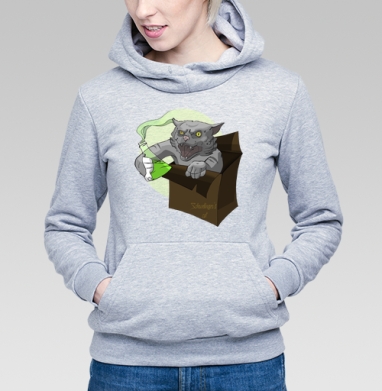 Shredingers cat free / Свободу коту Шрёдингера, Толстовка Женская серый меланж 340гр, утепленная