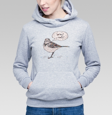 Spring bird / Весенняя птичка, Толстовка Женская серый меланж 340гр, утепленная