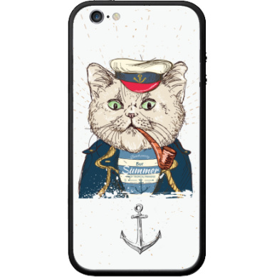Кот-капитан в морском образе с трубкой - Виниловые наклейки на Бампер на iPhone 6 - купить в Москве, страница 3