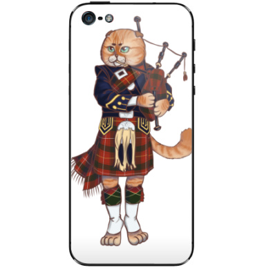 Кот-волынщик в шотландском костюме - Виниловые наклейки на iPhone 5 - купить в Москве, страница 13