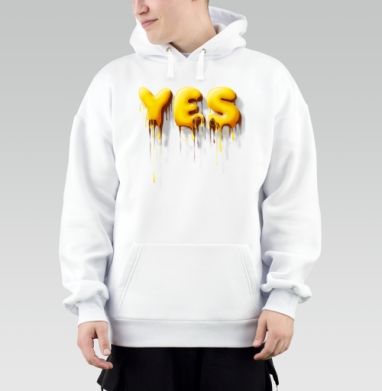 Объемные желтые капающие буквы да Yes, Толстовка Mjhigh, утепленная