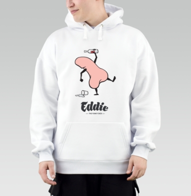 Забавный пьяный пенис с бутылкой в руке Eddie the funky dick, Толстовка Mjhigh, утепленная