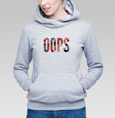 Цветочная Надпись Ошибка OOPS на Сером фоне - Магазин футболок Lemonkey - Дизайнерские принты