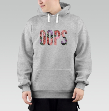 Цветочная Надпись Ошибка OOPS на Сером фоне, Толстовка Mjhigh–Mel, утепленная