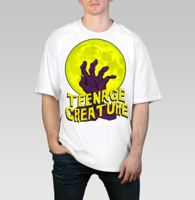 Teenage Creature / Подростковое существо, Футболка / Мужчинам / Оверсайз / Белая / C принтом