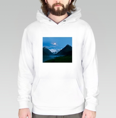 Mountains / Горы, Толстовка белая Regular, утепленная