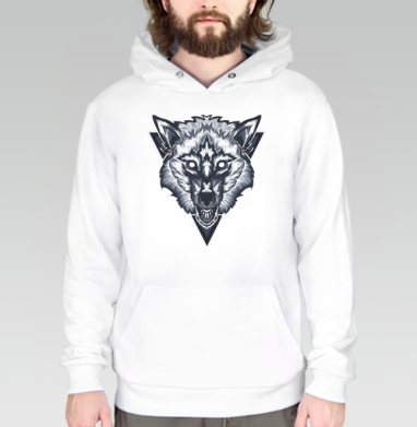 Wolf / Волк, Толстовка белая Regular, утепленная