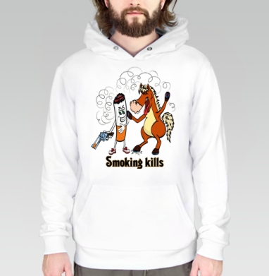 Smoking kills / Курение убивает, Толстовка белая Regular, утепленная