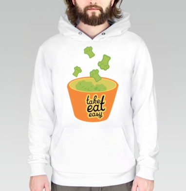 take eat easy 3 / Ешь легко 3, Толстовка белая Regular, утепленная