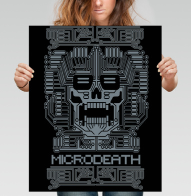 Футуристический фронт черепа Microdeath – киберпанк дизайн - Магазин футболок amid999