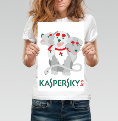 Мультяшный трёхглавый Цербер Kaspersky – Защита и стиль - Магазин футболок altairdeark - Дизайнерские принты