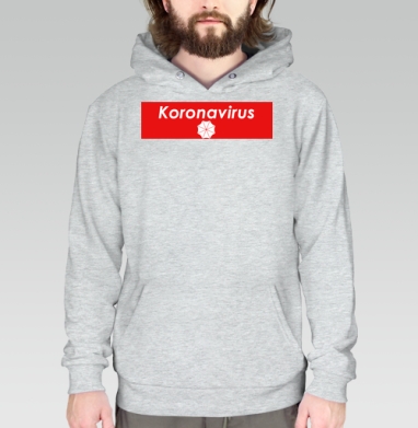 Красный логотип вируса Коронавирус 2 0, Толстовка меланж Regular