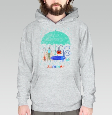 Насекомые под зонтом в летнем дожде summer, Толстовка меланж Regular