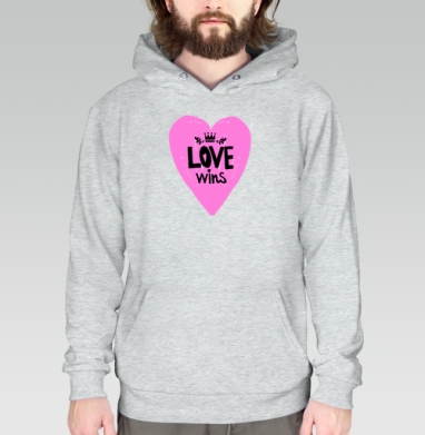 LOVE wins яркое розовое сердце с короной, Толстовка меланж Regular