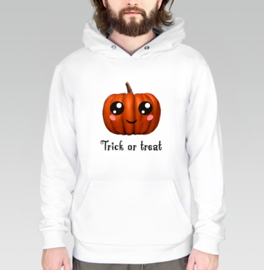 Веселая тыква для праздника Хэллоуина Trick or treat, Толстовка белая Regular, утепленная