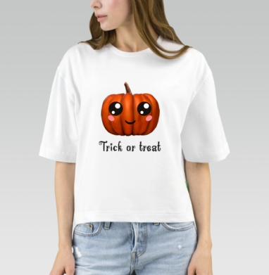Веселая тыква для праздника Хэллоуина Trick or treat, Футболка женская оверсайз Mido