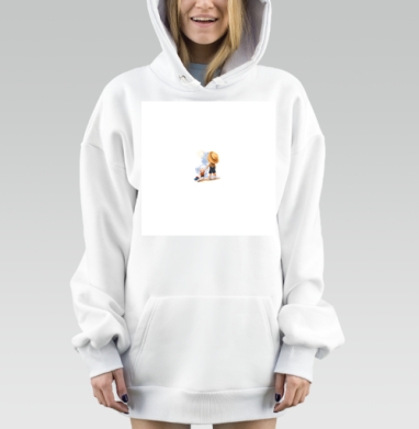 Мама и ребенок на пляже в тёплых тонах вместе идти вперед, Hoodie Mjhigh Dig, оверсайз, утепленная