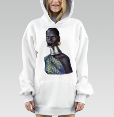 Африканская этническая брошь в этно стиле, Hoodie Mjhigh Dig, оверсайз, утепленная