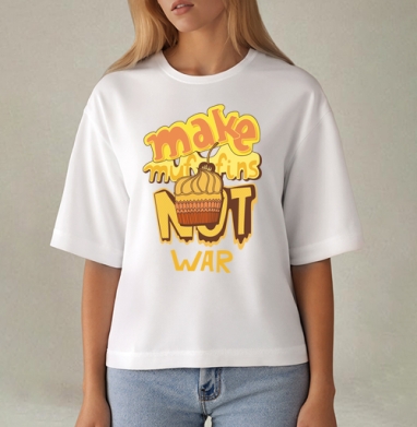 Футболка с принтом Make Muffins Not War, Футболка женская оверсайз Mido