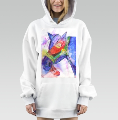 Яркая красочная голова животного с удивлением живое творчество, Hoodie Mjhigh Dig, оверсайз, утепленная