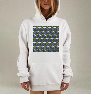 Синие пчелы на зеленых листьях для природы и экосистемы, Hoodie Mjhigh Dig, оверсайз, утепленная