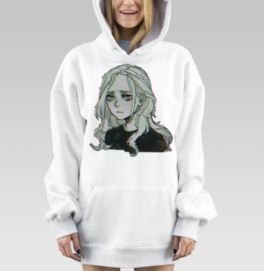 Грустная девушка с глитч эффектом цифровой эмоциональный портрет, Hoodie Mjhigh Dig, оверсайз, утепленная