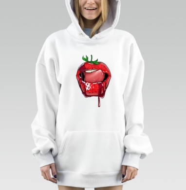 Сочные губы клубника с каплями сиропа полноты вкуса, Hoodie Mjhigh Dig, оверсайз, утепленная