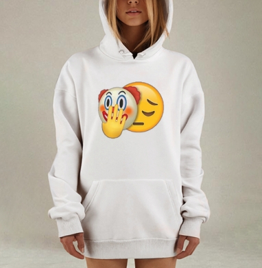 Желтый клоун лицо эмоции закрытость выражения, Hoodie Mjhigh Dig, оверсайз, утепленная