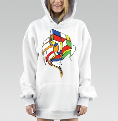 Искаженный Кубик Рубика с яркими цветами и формами, Hoodie Mjhigh Dig, оверсайз, утепленная