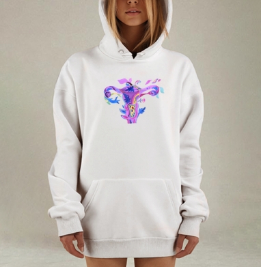 Цветущая матка женское начало природа силы жизни, Hoodie Mjhigh Dig, оверсайз, утепленная