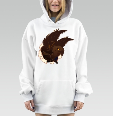 Dark Powerful Eagle Breaking Through Torn Surface Орёл Прорывающийся Через Рваную Поверхность, Hoodie Mjhigh Dig, оверсайз, утепленная