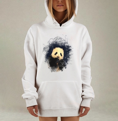 Панда с интересом в цифровом минимализме панда минимализм, Hoodie Mjhigh Dig, оверсайз, утепленная