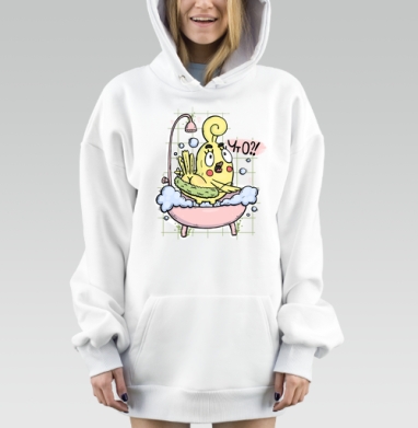 Удивленная птичка в ванной с пузырями всегда рядом, Hoodie Mjhigh Dig, оверсайз, утепленная