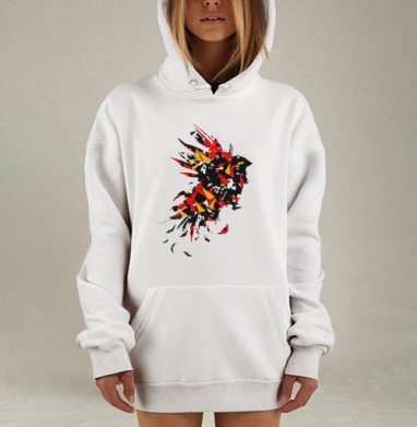 Черный красный абстрактный взрыв воробей, Hoodie Mjhigh Dig, оверсайз, утепленная