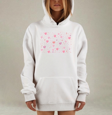 Разные розовые сердца нежные романтические эмоции, Hoodie Mjhigh Dig, оверсайз, утепленная