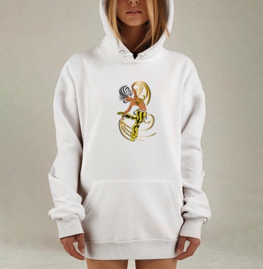 Девушка танцует в жёлто-чёрной одежде быть задорной так просто, Hoodie Mjhigh Dig, оверсайз, утепленная