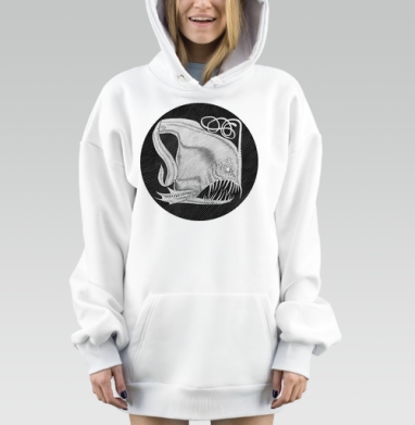 Морской хищник глубоководный агрессивный Кого в темноте океана, Hoodie Mjhigh Dig, оверсайз, утепленная