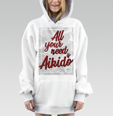 Вдохновляющая цитата айкидо развитие умение единство, Hoodie Mjhigh Dig, оверсайз, утепленная