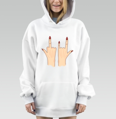 Руки красные ногти средний палец рок знак, Hoodie Mjhigh Dig, оверсайз, утепленная