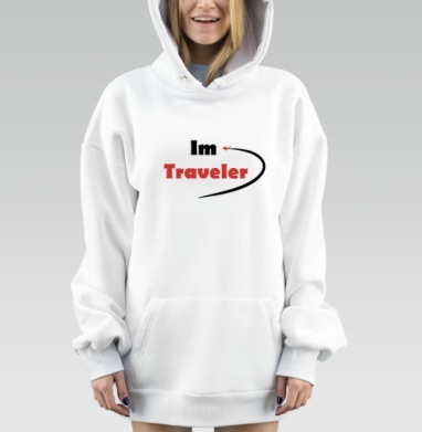 Настроение путешественника в синем фоне Im Traveler, Hoodie Mjhigh Dig, оверсайз, утепленная