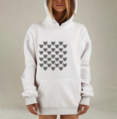 Монохромные головы козлов в минималистичном узоре каждый день в поле, Hoodie Mjhigh Dig, оверсайз, утепленная
