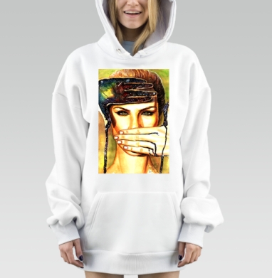 Внутренний космос девушка рука растекается, Hoodie Mjhigh Dig, оверсайз, утепленная