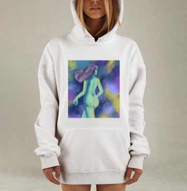 Женская фигура мистическая свобода внутренний мир, Hoodie Mjhigh Dig, оверсайз, утепленная