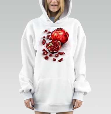 Натуральный спелый гранат сочные зерна красный насыщенный, Hoodie Mjhigh Dig, оверсайз, утепленная