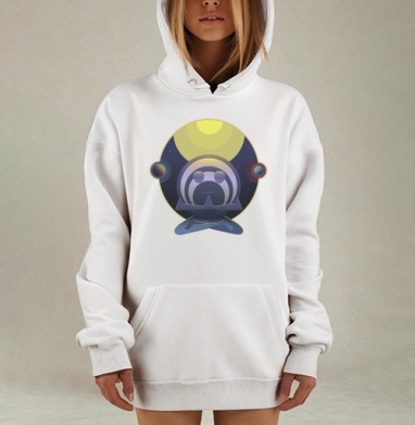 Медитирующий персонаж с космическими планетами hudooozhnik_art, Hoodie Mjhigh Dig, оверсайз, утепленная