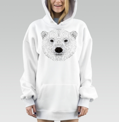 Голубая морда медведя с выразительным взглядом, Hoodie Mjhigh Dig, оверсайз, утепленная