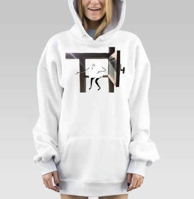 Фигура прыгающая через окно освобождение свободу в движении, Hoodie Mjhigh Dig, оверсайз, утепленная
