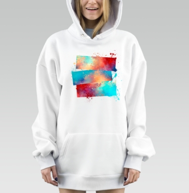 Акварельные брызги, Hoodie Mjhigh Dig, оверсайз, утепленная