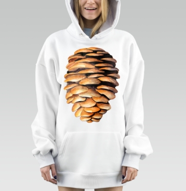 Коричневая еловая шишка, акварель, Hoodie Mjhigh Dig, оверсайз, утепленная